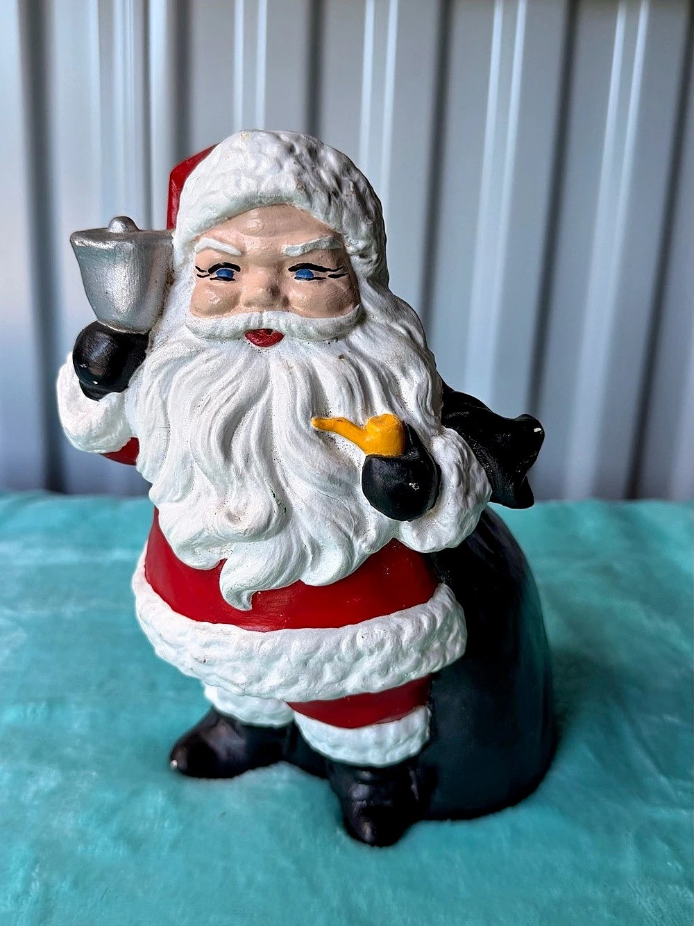 Vintage Hand Painted Santa Claus Christmas Figurine w/ Sack, Multicolor